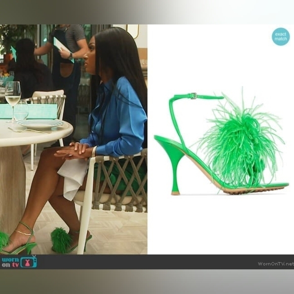 NEW Bottega Veneta Authentic Dot Green Feather Sandal Heels Size EU 38 - Picture 14 of 16